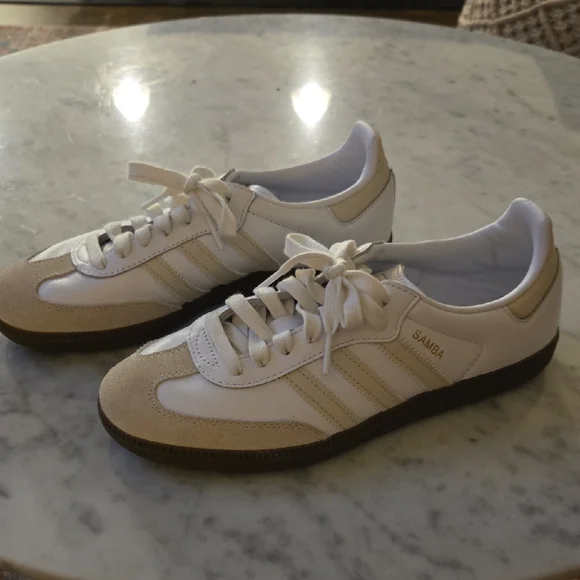 Adidas Samba White and Beige Women's Sneakers - Picture 1 of 4